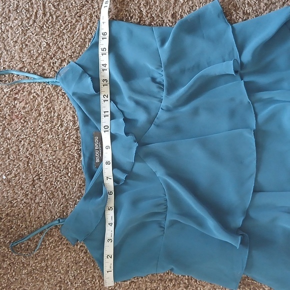Bisou Bisou by Michele Bohbot teal ruffle spaghetti strap tank top size 8 - Picture 13 of 16